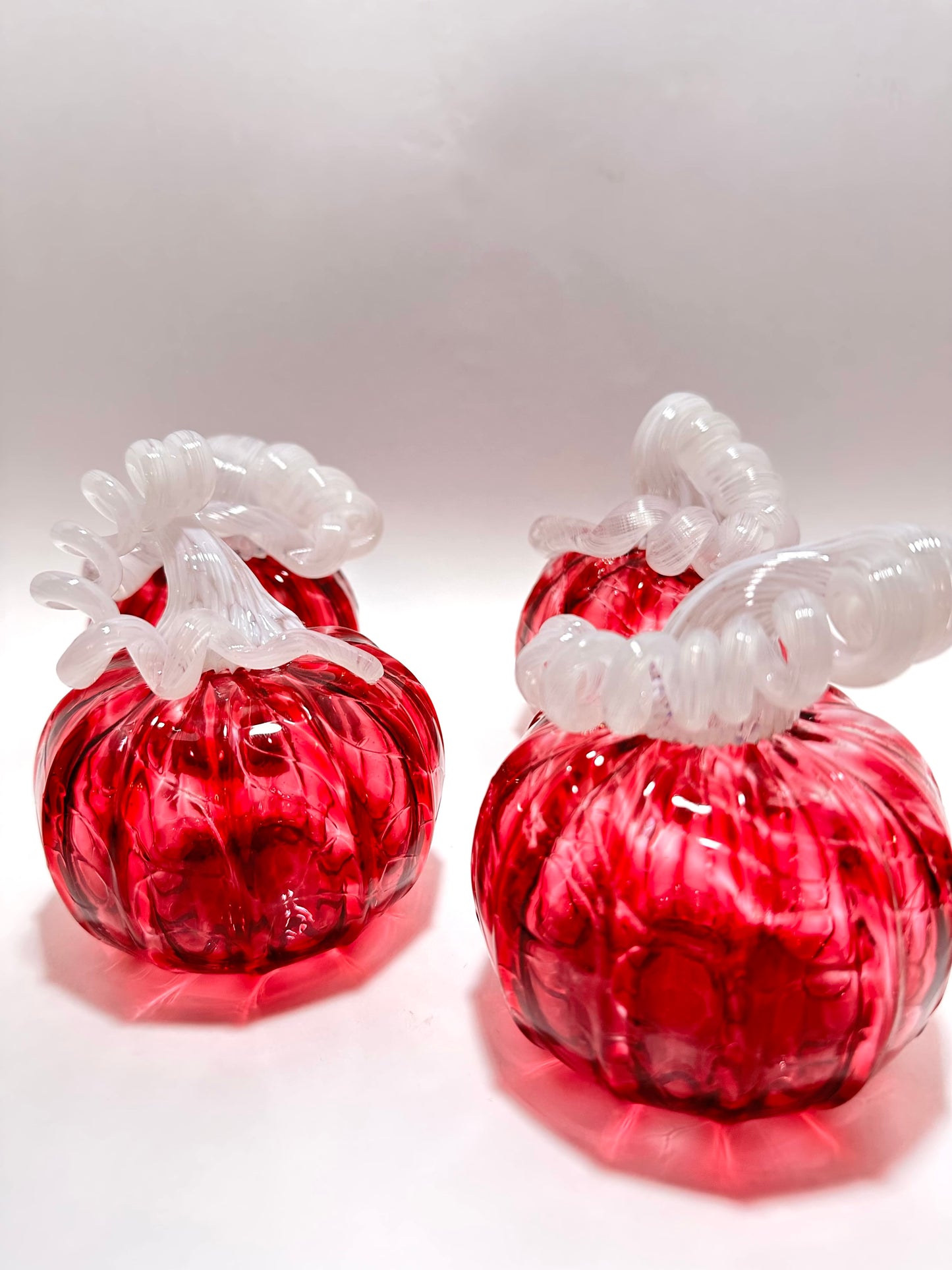 Medium Ruby Red Glass Pumpkin