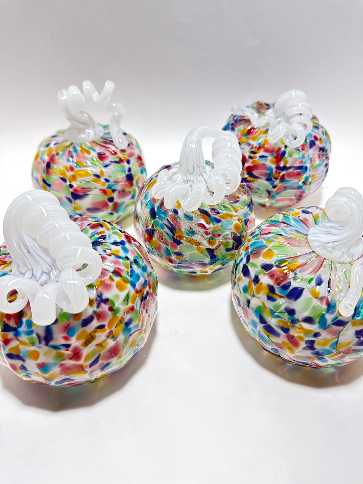 Medium Jewel Mix White Glass Pumpkin