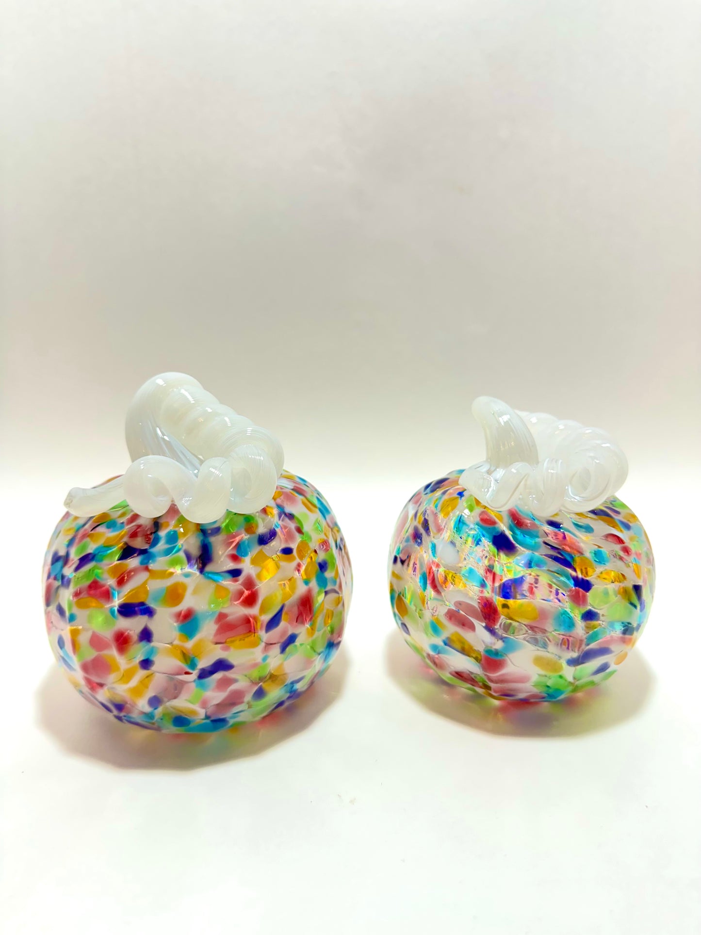 Medium Jewel Mix White Glass Pumpkin