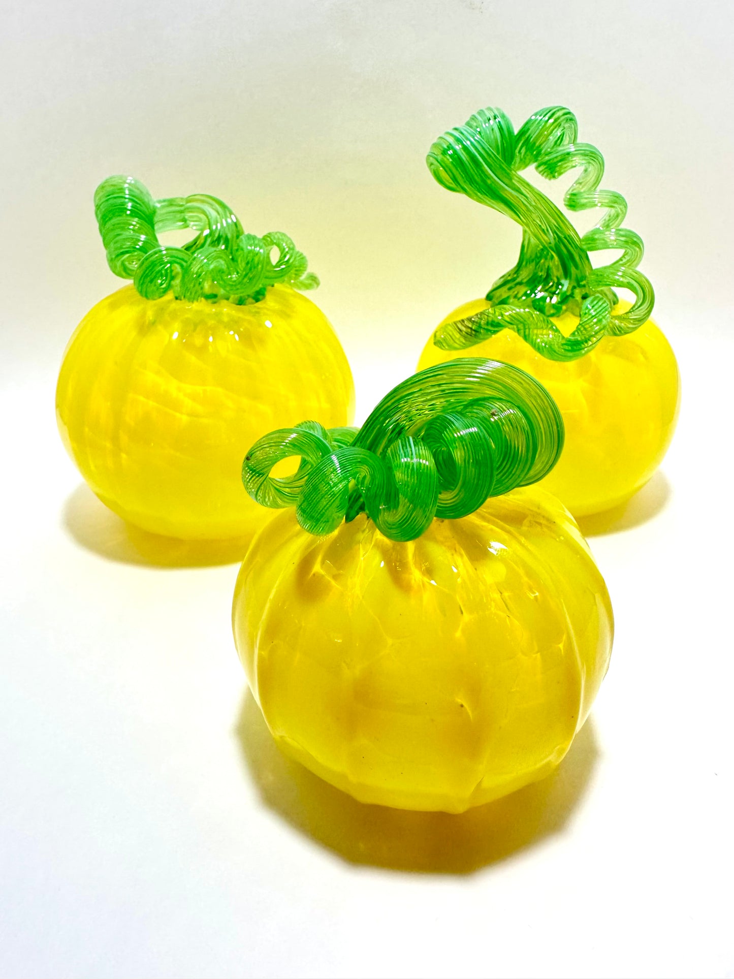 Medium Yellow Glass Pumpkin