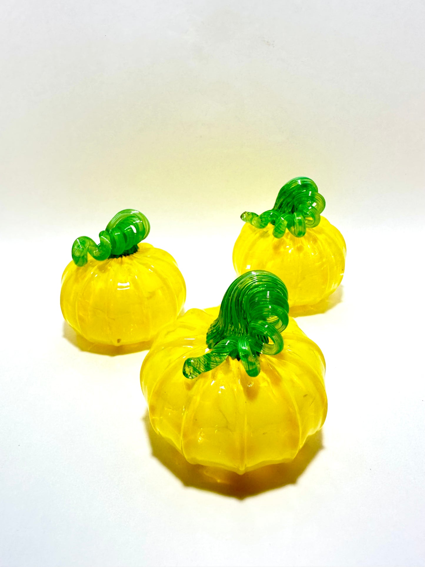 Medium Yellow Glass Pumpkin