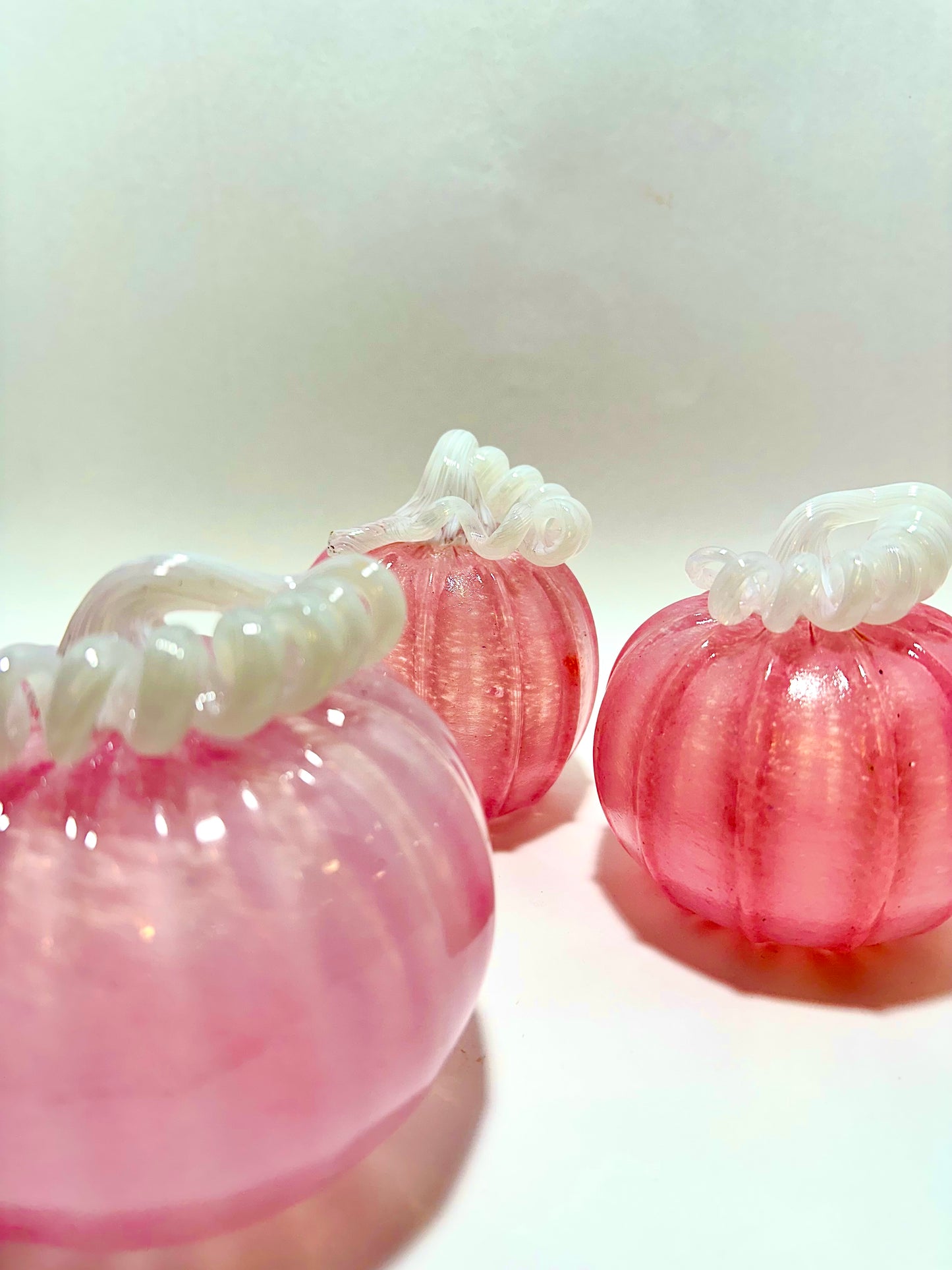 Medium Cotton Candy Pink Glass Pumpkin