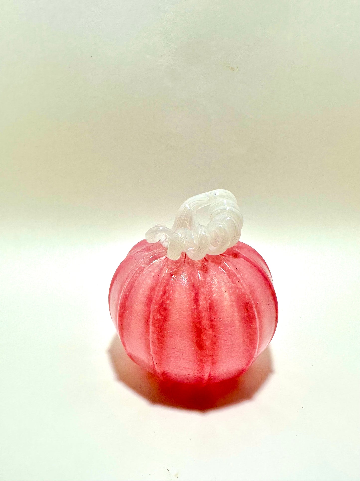Medium Cotton Candy Pink Glass Pumpkin