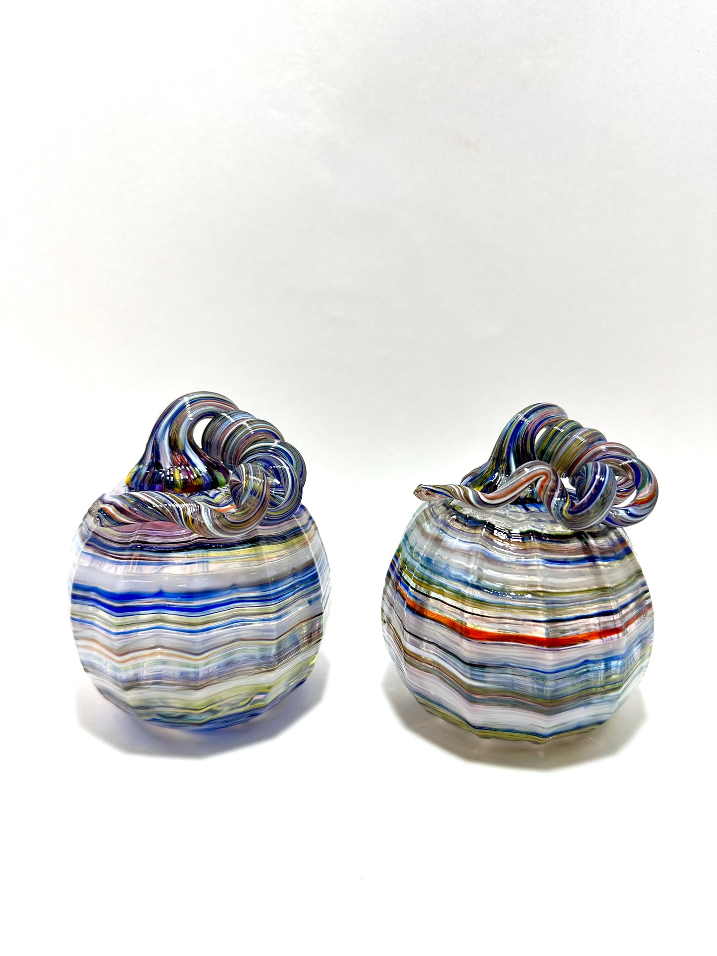 Blue Rainbow Mix Glass Pumpkin