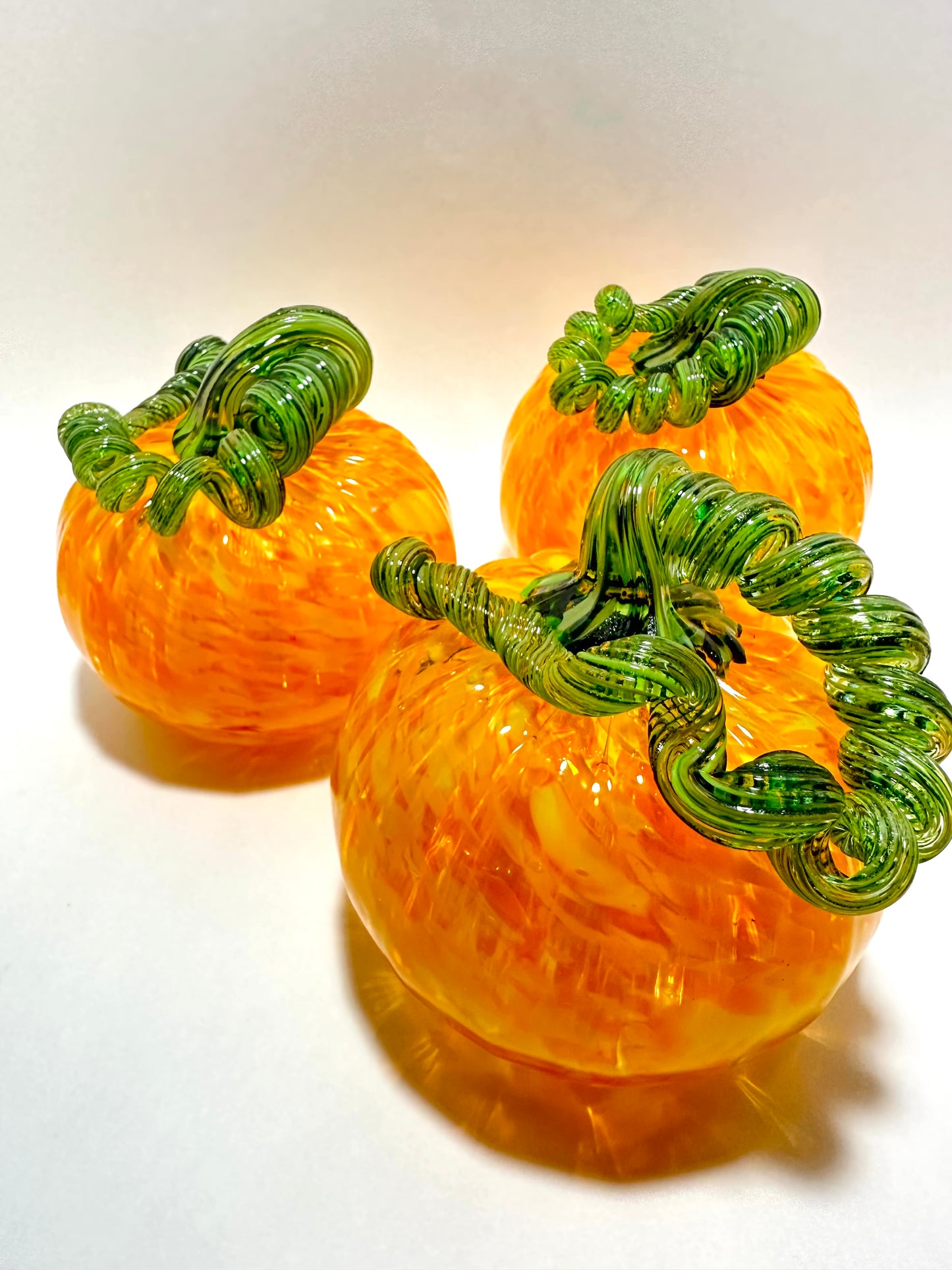 Medium Orange And Yellow Glass Pumpkin