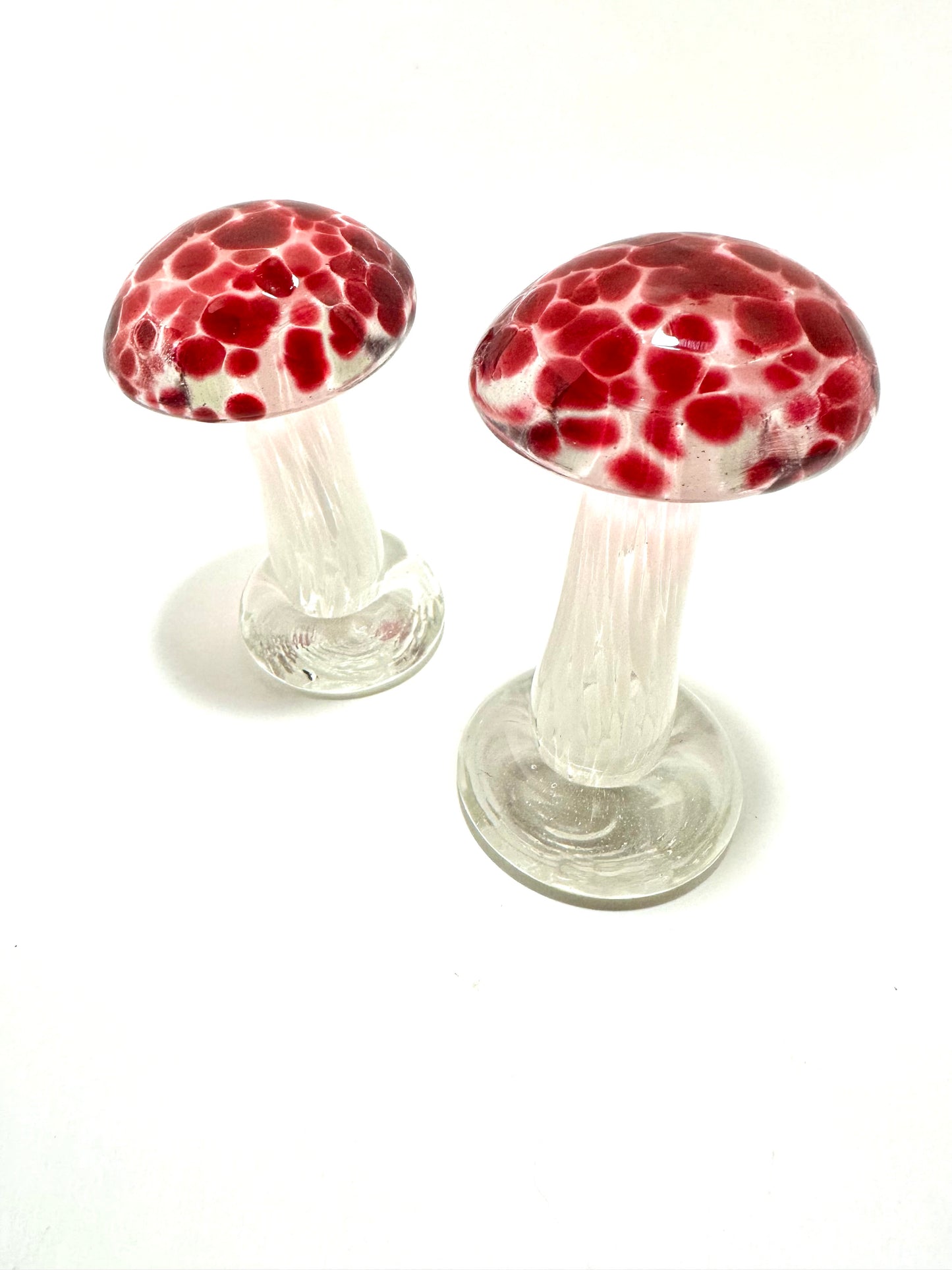 Ruby Red Cap Glass Mushrooms