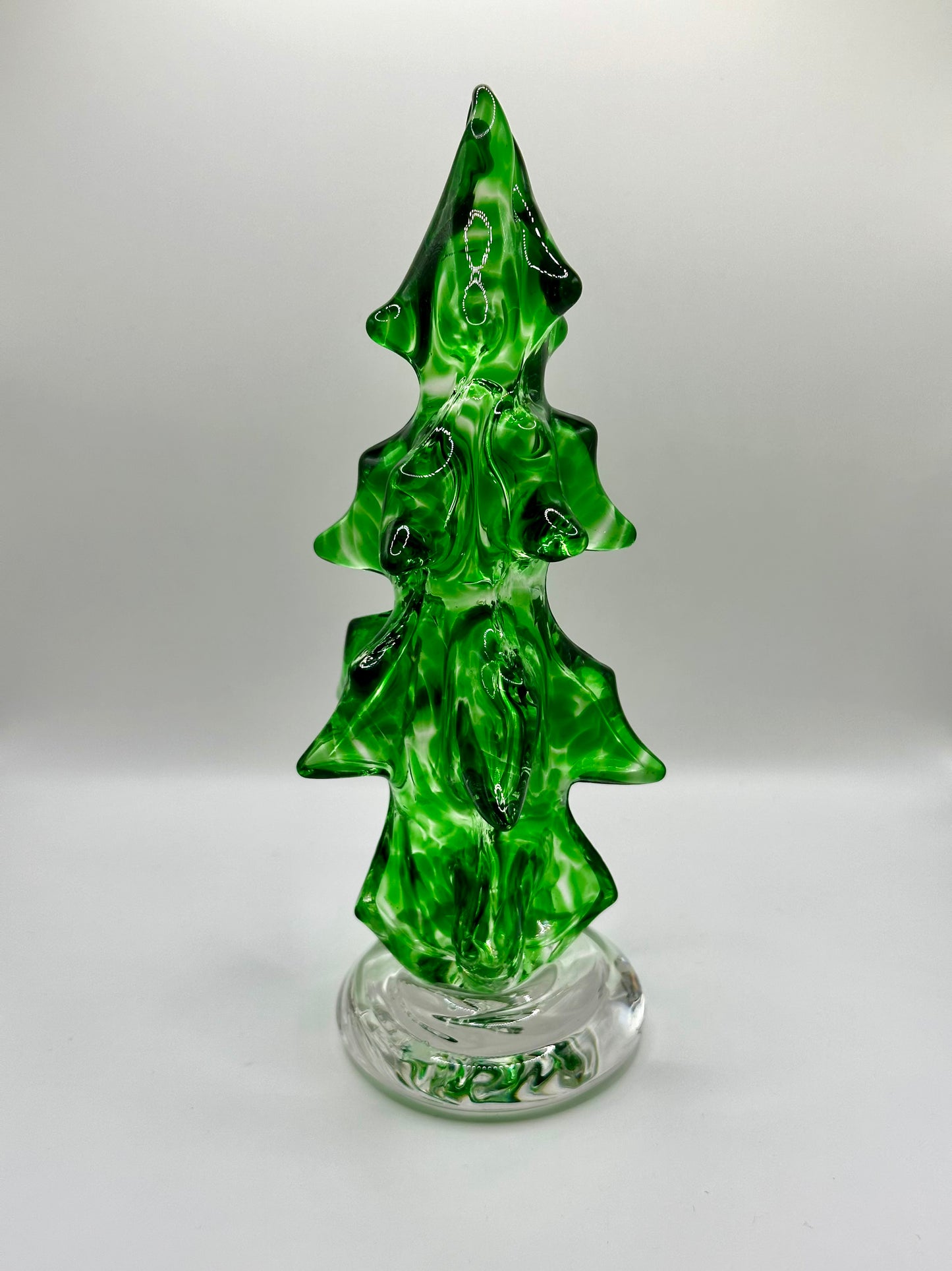 Hand Blown Green Glass Christmas Tree Figurine Glass Home Decor - Handmade Glass Art