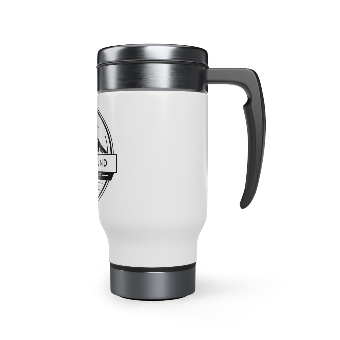 Stainless Steel Puget Sound Glassblowing Travel Mug with Handle, 14oz