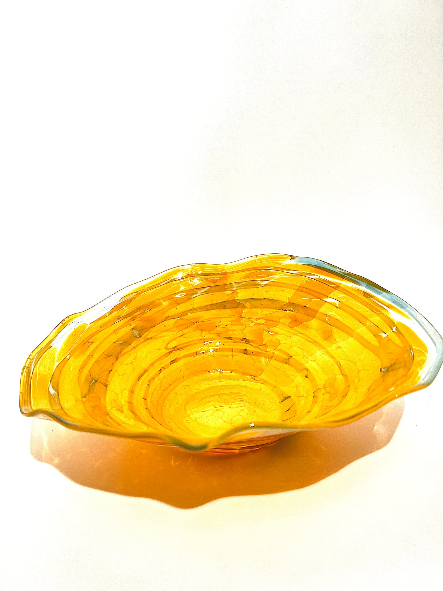 Blue, White, Orange Wavy Bowl