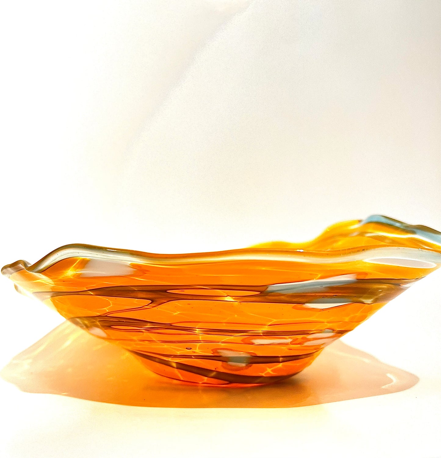 Blue, White, Orange Wavy Bowl