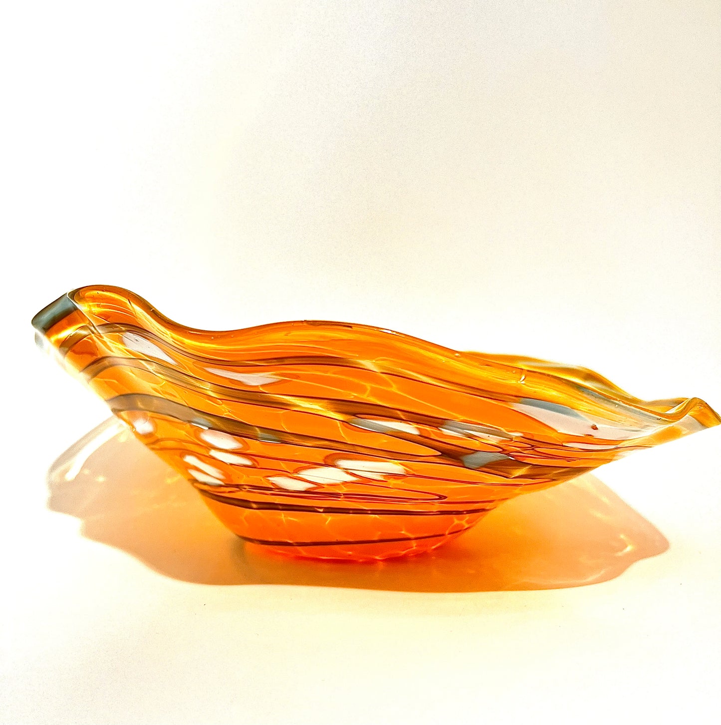 Blue, White, Orange Wavy Bowl