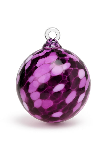 Hand-blown Purple Mosaic glass ornament with lavender, plum, and deep violet pieces from Puget Sound Glassblowing Studio. 