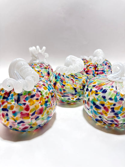 Medium Jewel Mix White Glass Pumpkin