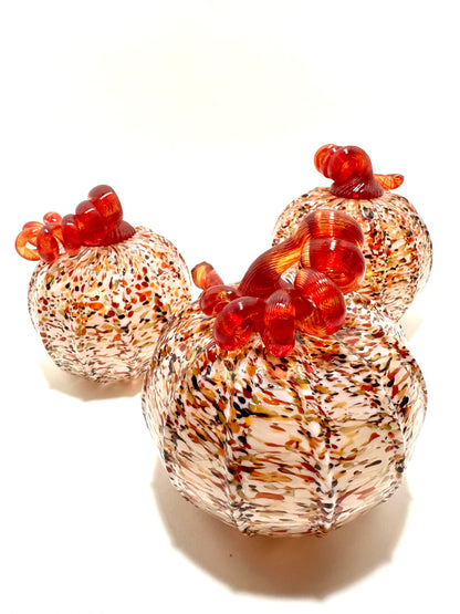 Medium Red, Brown, And White Pumpkin