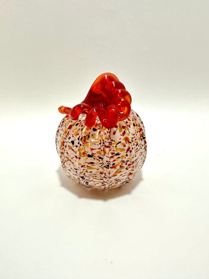 Medium Red, Brown, And White Pumpkin