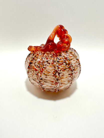 Medium Red, Brown, And White Pumpkin