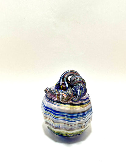 Blue Rainbow Mix Glass Pumpkin