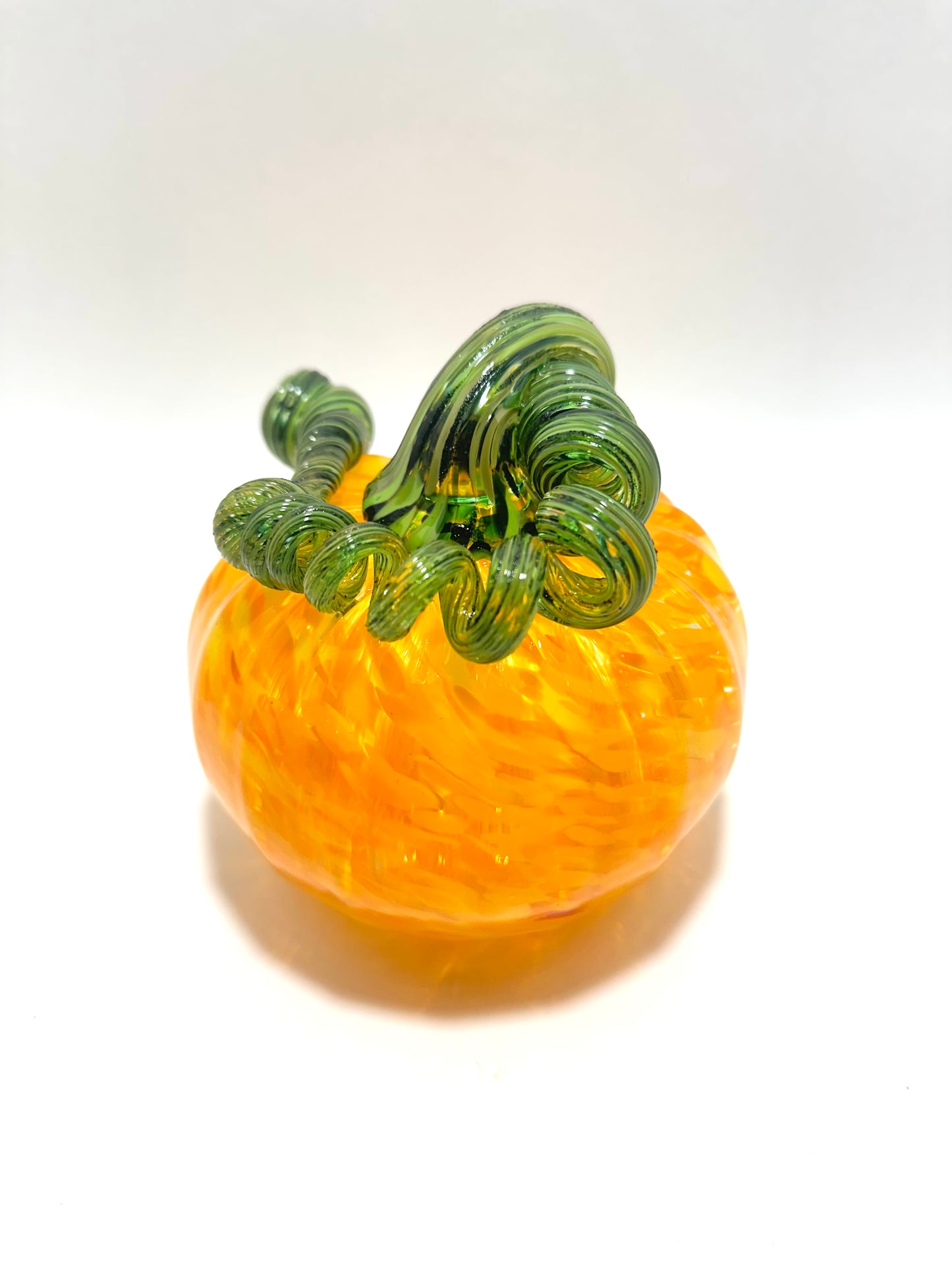 Medium Orange And Yellow Glass Pumpkin