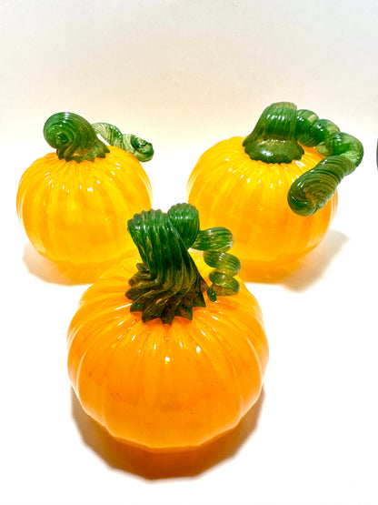 Medium Orange Glass Pumpkin