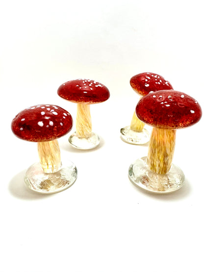 Red White Dot Glass Mushrooms