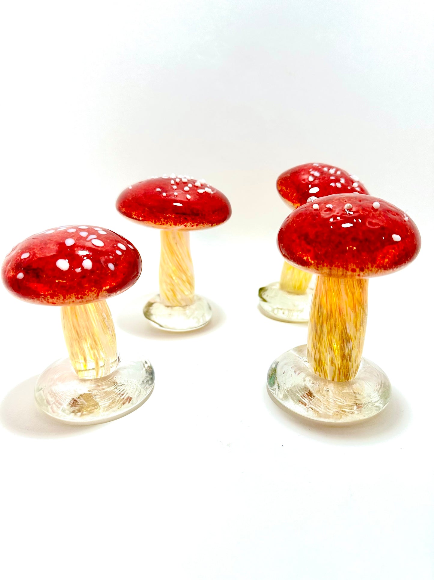 Red White Dot Glass Mushrooms