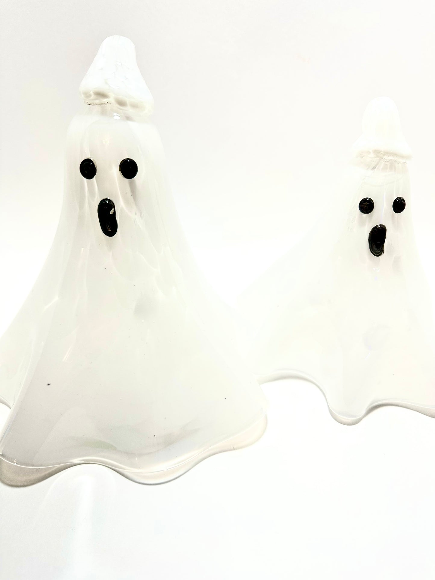 Hanging White with black eyes Glass Ghost