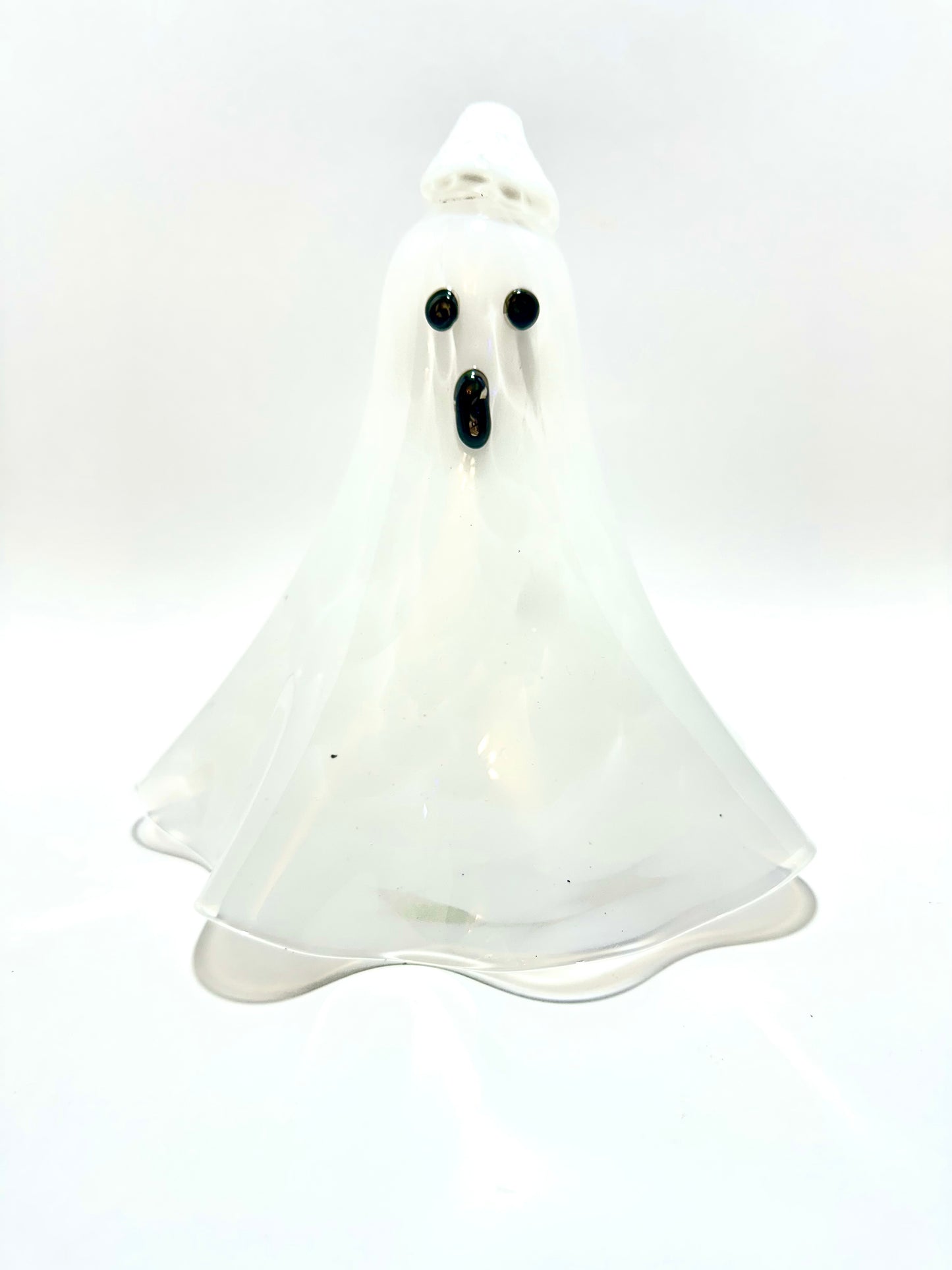 Hanging White with black eyes Glass Ghost