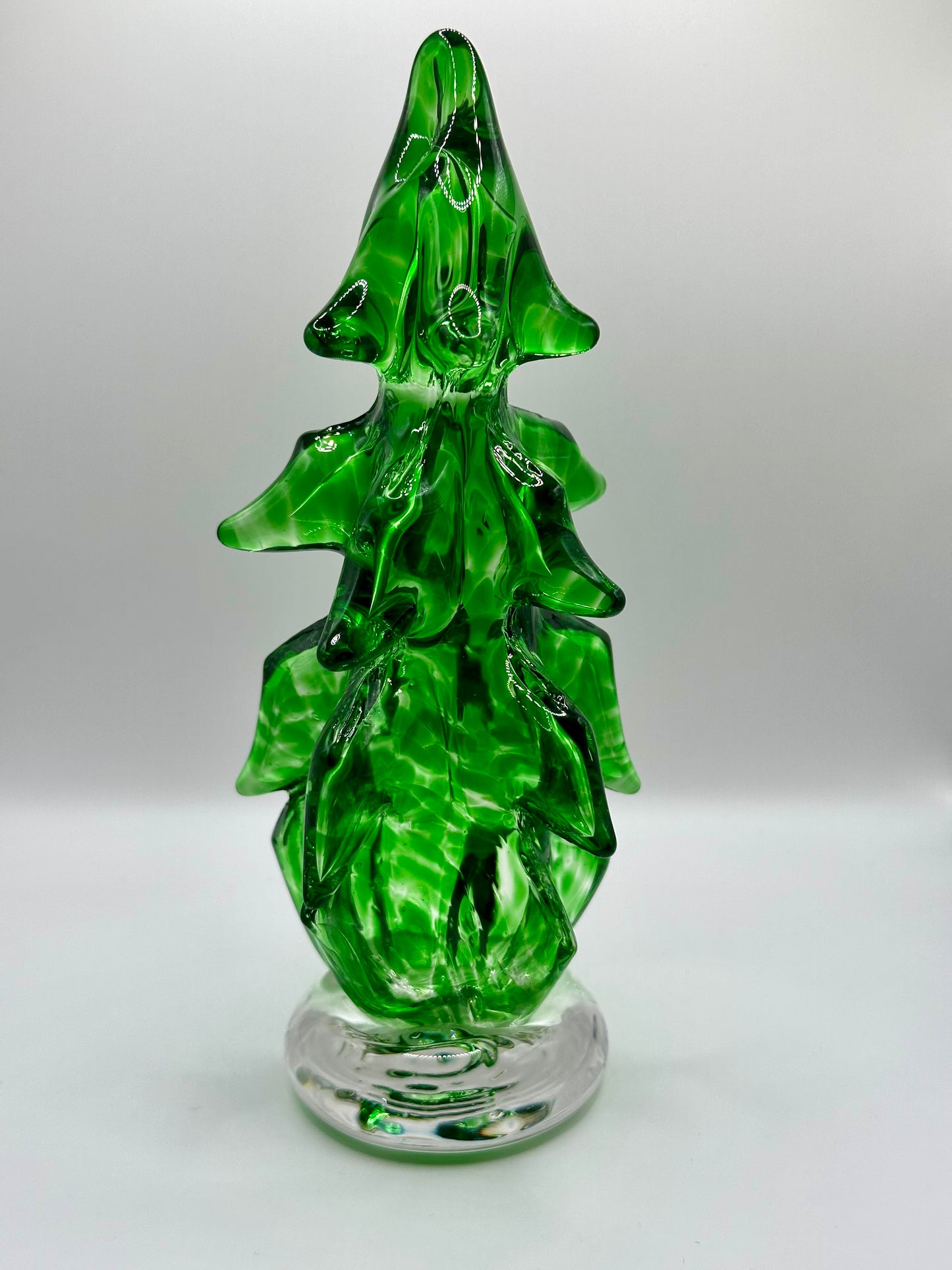 Hand Blown Green Glass Christmas Tree Figurine Glass Home Decor - Handmade Glass Art