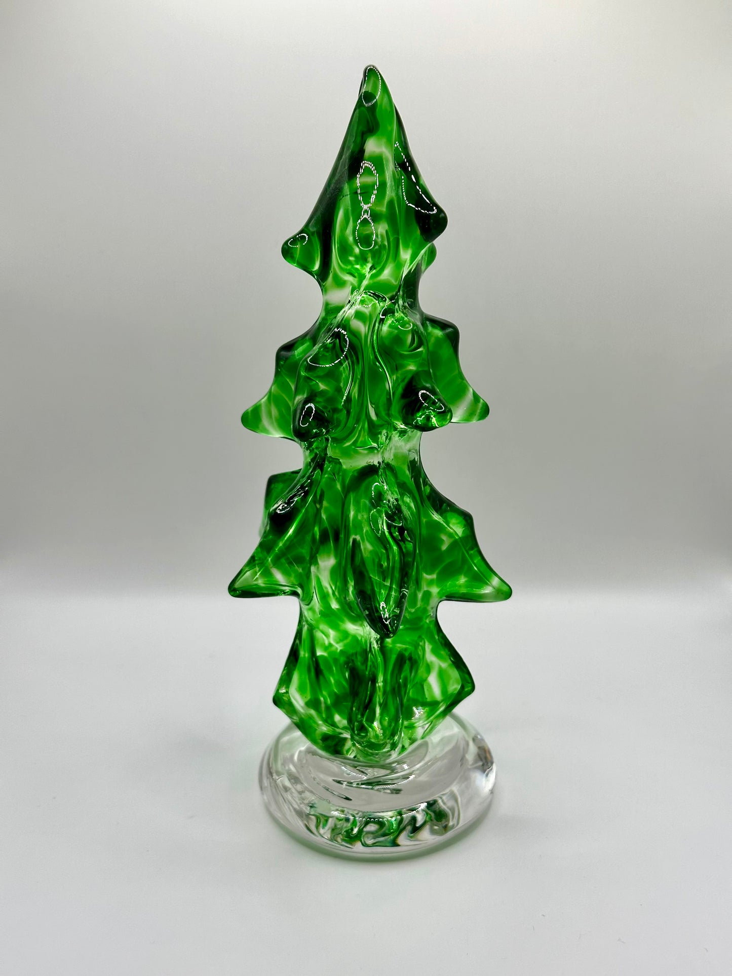 Hand Blown Green Glass Christmas Tree Figurine Glass Home Decor - Handmade Glass Art