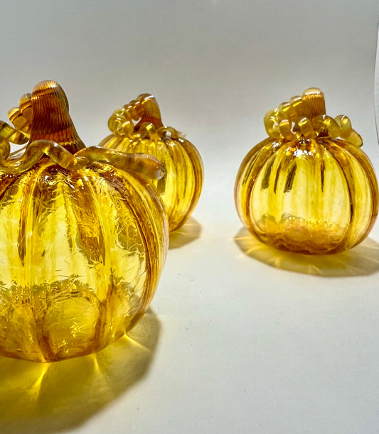 Golden Ember Golden Glow Hand blown Glass Pumpkin