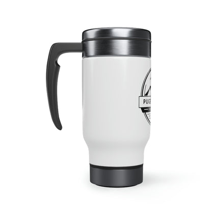 Stainless Steel Puget Sound Glassblowing Travel Mug with Handle, 14oz