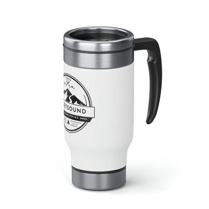 Stainless Steel Puget Sound Glassblowing Travel Mug with Handle, 14oz