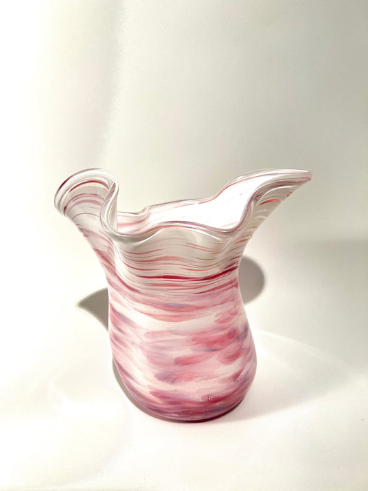 Pink and White Wavy Vase