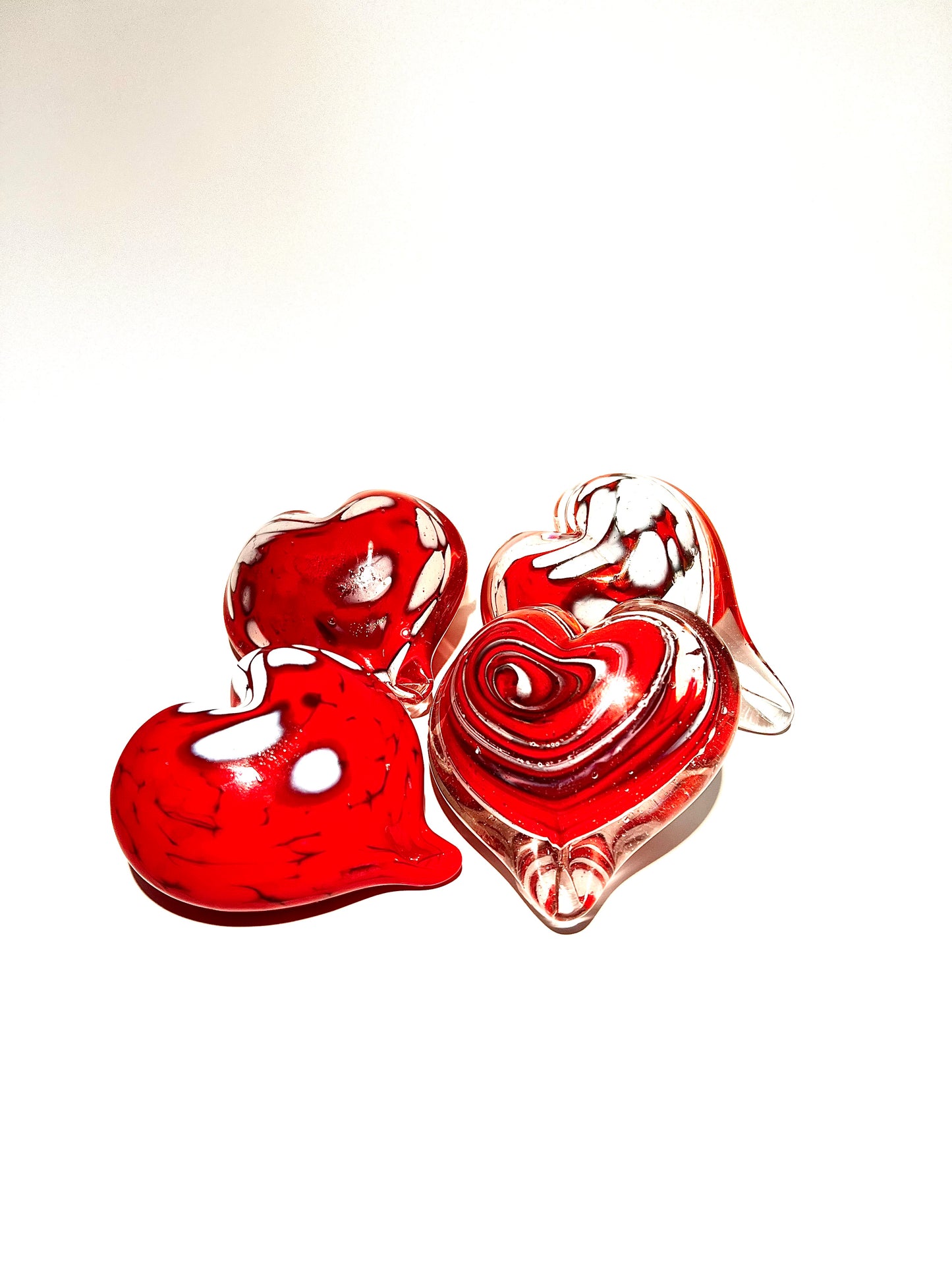 Red and White Paperweight Hearts